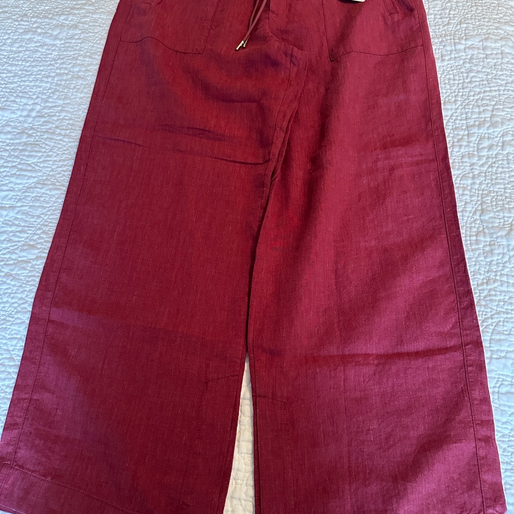 NWT Stylish Pink Linen Wide-Leg Pants - 12